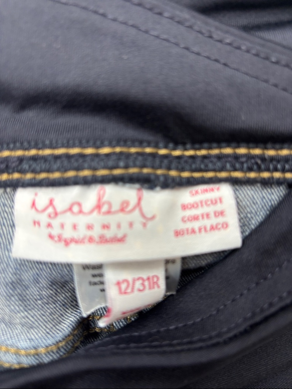 Isabel | Maternity Dark Blue Denim Jeans with Black Stretch Waistband 12 31R 31 - Picture 3 of 7